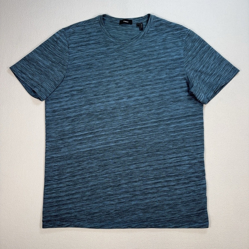 Theory Claey Lounge Slub T-Shirt Mens L Heathered Blue Stretch Crew Neck Comfort